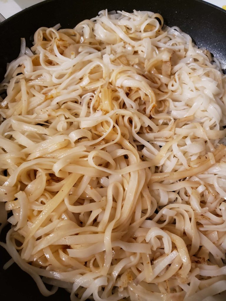 Rice noodle pork stir fry